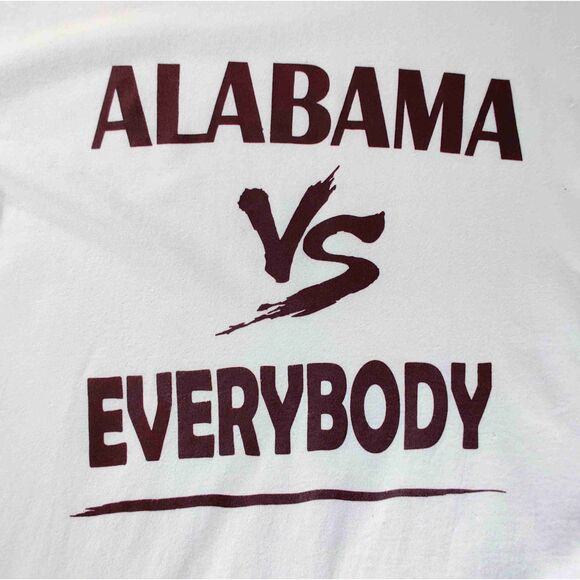 Alabama Vs Everybody Text 100% Cotton Graphic T-shirt Unisex Size Large - Picture 2 of 8